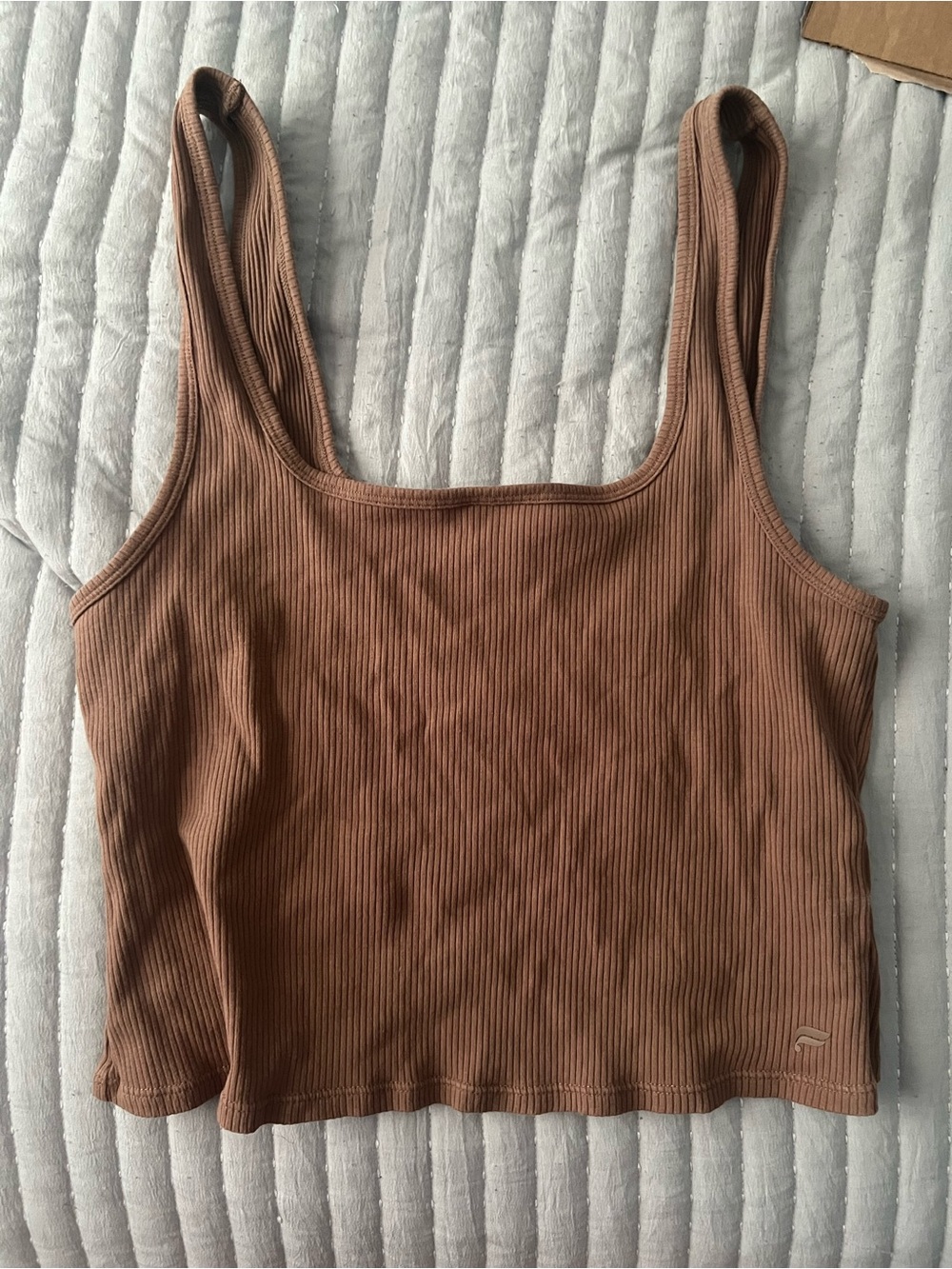 Fabletics Ribbed Scoop Crop Tank Top - Brown